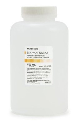 McKesson USP Normal Saline Solution Sodium Chloride .9%, 500mL Screw Top, 18 Ct