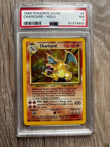 PSA 7 Charizard 4/102 Base Set Rare Holo Pokemon Card 1999 WOTC - Near Mint