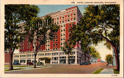 Vintage Postcard 1936 Hotel Loraine Madison Wisconsin