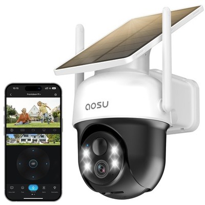 aosu 2K Überwachungskamera Aussen Solar Akku 3MP 360 PIR-Bewegungserkennung