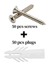 7mm Wall Plugs with Screws – Pack of 50 Rawl Plugs + 50 Screws – Masonry Fixings