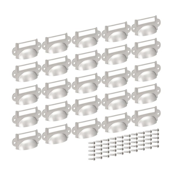25 Etikettenhalter Griffe Etikettenrahmen SchubladenknöPfe Silbrig 69X35Mm-image