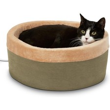 Heated Cat Bed for Indoor Cats Dogs and Pets Round Walled Thermo Kitty Bed with