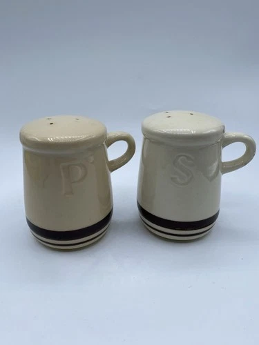Vintage McCoy Pottery Salt And Pepper Shakers Brown Striped Banded USA