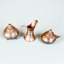 Lot of 3 Dollhouse Miniature Assorted Copper Brass Cookware Pitcher Accessories
