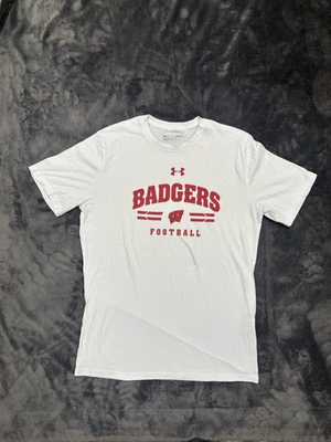 #ad Under Armour Wisconsin Badgers Football Shirt White Size M NCAA Fan Apparel $16.70