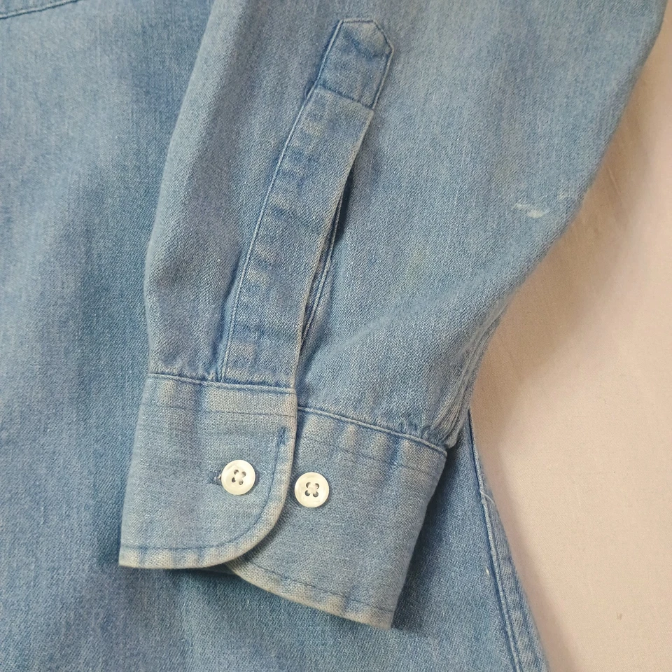 Vintage Y2K John Henry Blue Denim Shirt Mens 16 32/33 Button Down 90s Blokecore - Image 2 of 4