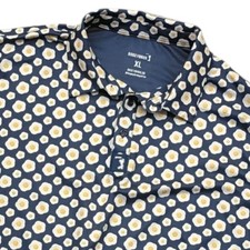 Bogey Bros Performance Golf Polo Mens Shirt XL All Over Print Novelty Eggs Blue