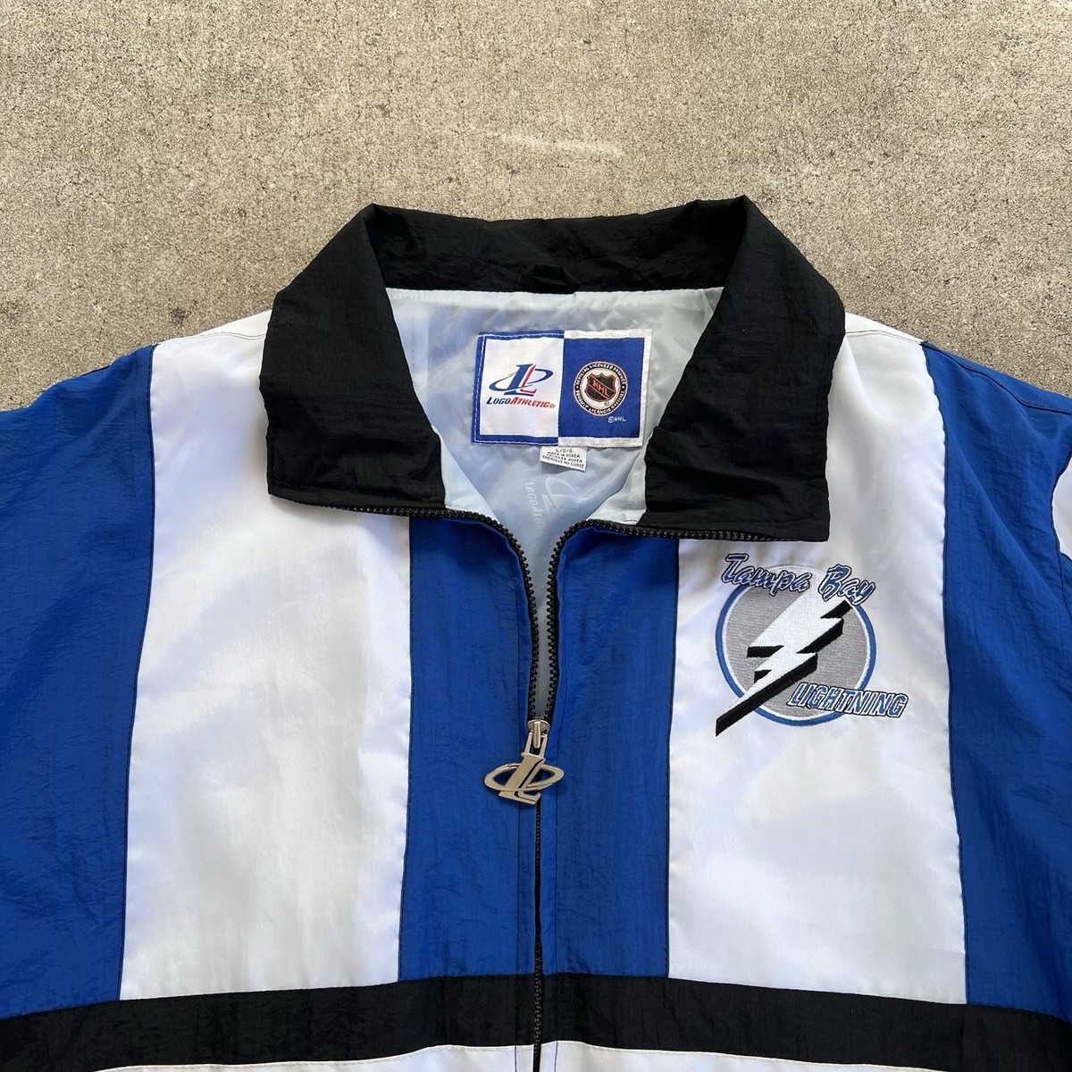 VTG Logo Athletic Tampa Bay Lightning Nylon Full Zip Windbreaker