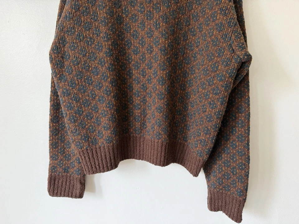 Suéter De Colección Años 90 Giorgio Armani Collezioni Geométrico Diamante Lana Tejido Marrón Largo Foto 4 de 4