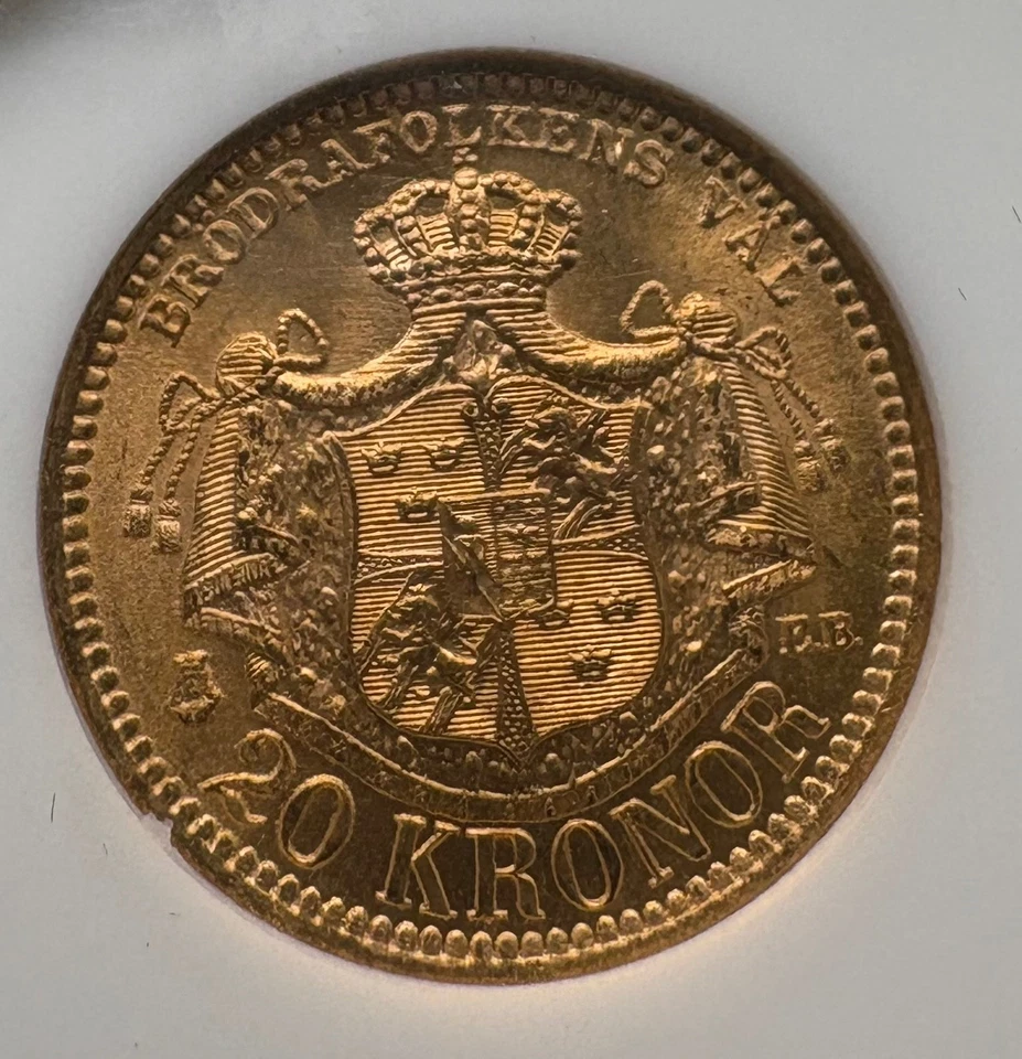 1889 EB Sweden 20K NGC Certified MS 65 Gold - Image 4 of 4