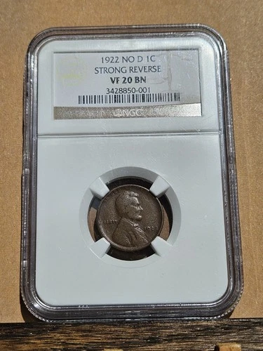 1922 No D Lincoln Wheat Cent 1C NGC VF20 BN - Strong Reverse