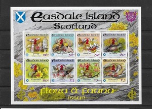 EASTER ISLAND- SCOTLAND 1993 FLORA+FAUNA SHEET OF 8 DIFF.+ 2 OVPTS, EACH CHESS