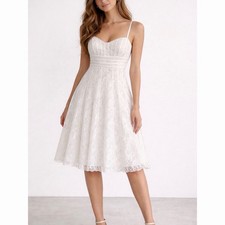 JS Collections Women’s Ivory Floral Lace Cocktail Dress Size M