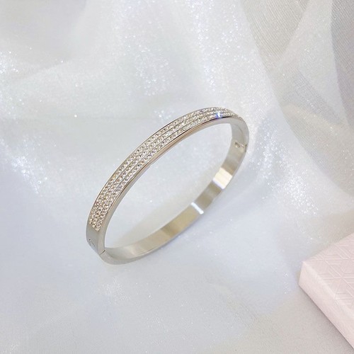 Woman 18K Gold Plated Stainless Steel Starry Cubic Zircon Bracelet Bangle Cuff - Picture 3 of 6