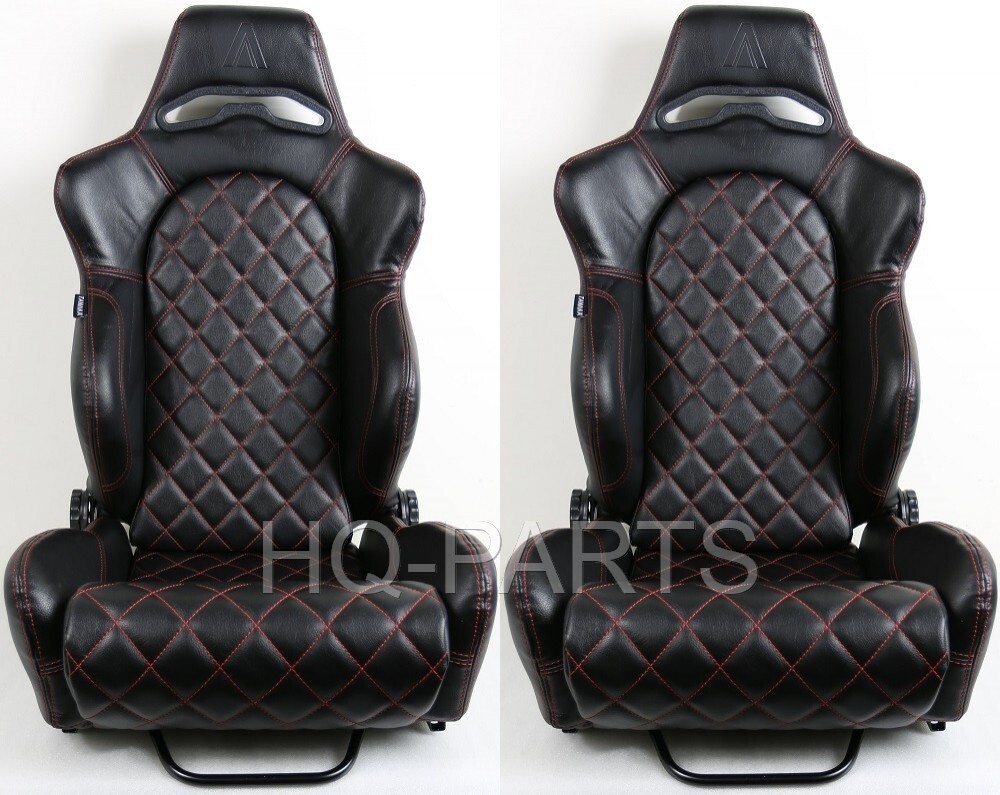 椅子 joji 2 X TANAKA TAN PVC LEATHER RACING SEATS RECLINABLE + DIAMOND