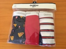 NWT Oshkosh Boys Boxer Brief Underwear 3pair/pack Pizza Solid,Stripes