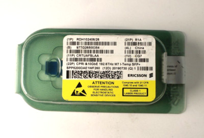 Ericsson RDH102406/26 R1A CPRI & 10GbE 192.5 THz R6 I-Temp SFP+ CRTUAFSLAA