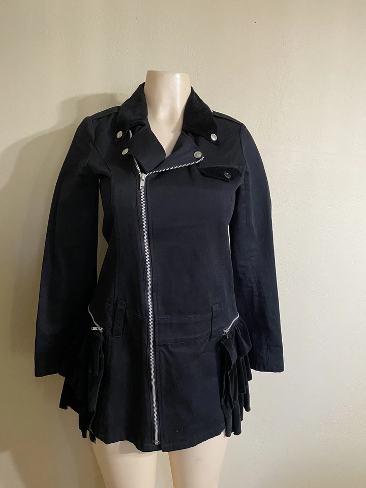 Hell Cat Punks Not Dead Original Black Jacket Long Sleeve Zip Up Ruffle Japan - Image 4 of 4