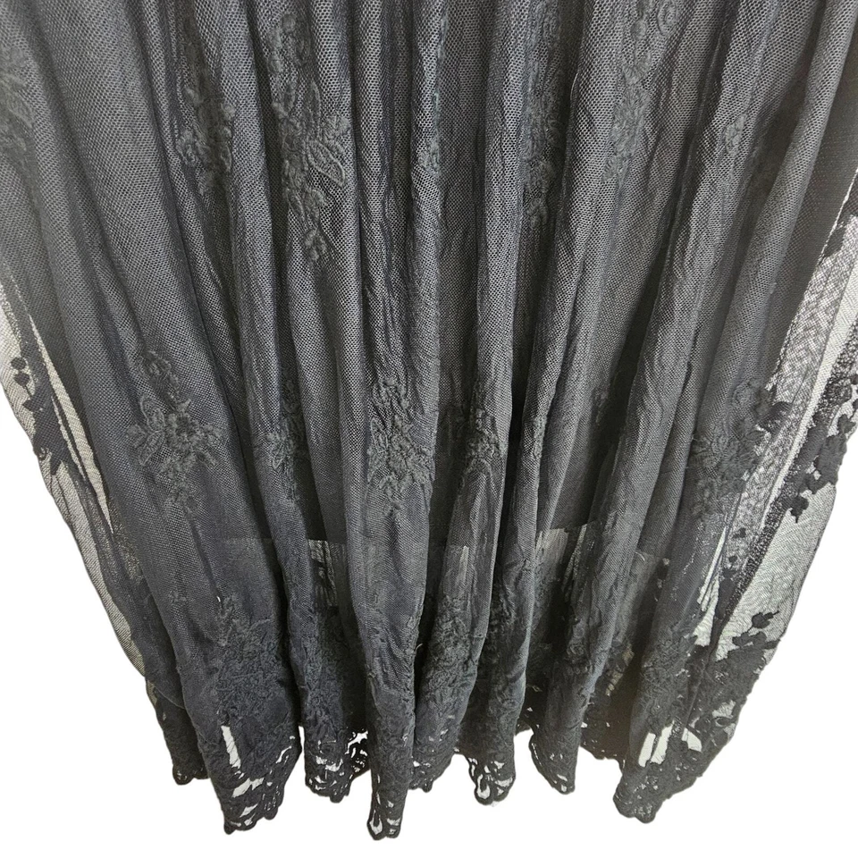 Falda tórrida falda de encaje para mujer 0X falda negra hasta la rodilla falda forrada Foto 3 de 4