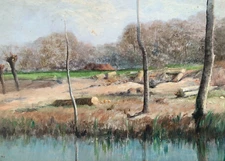 Dieudonné Auguste Royer (1835-1920) Impressionist Landscape 1894 Troyes France