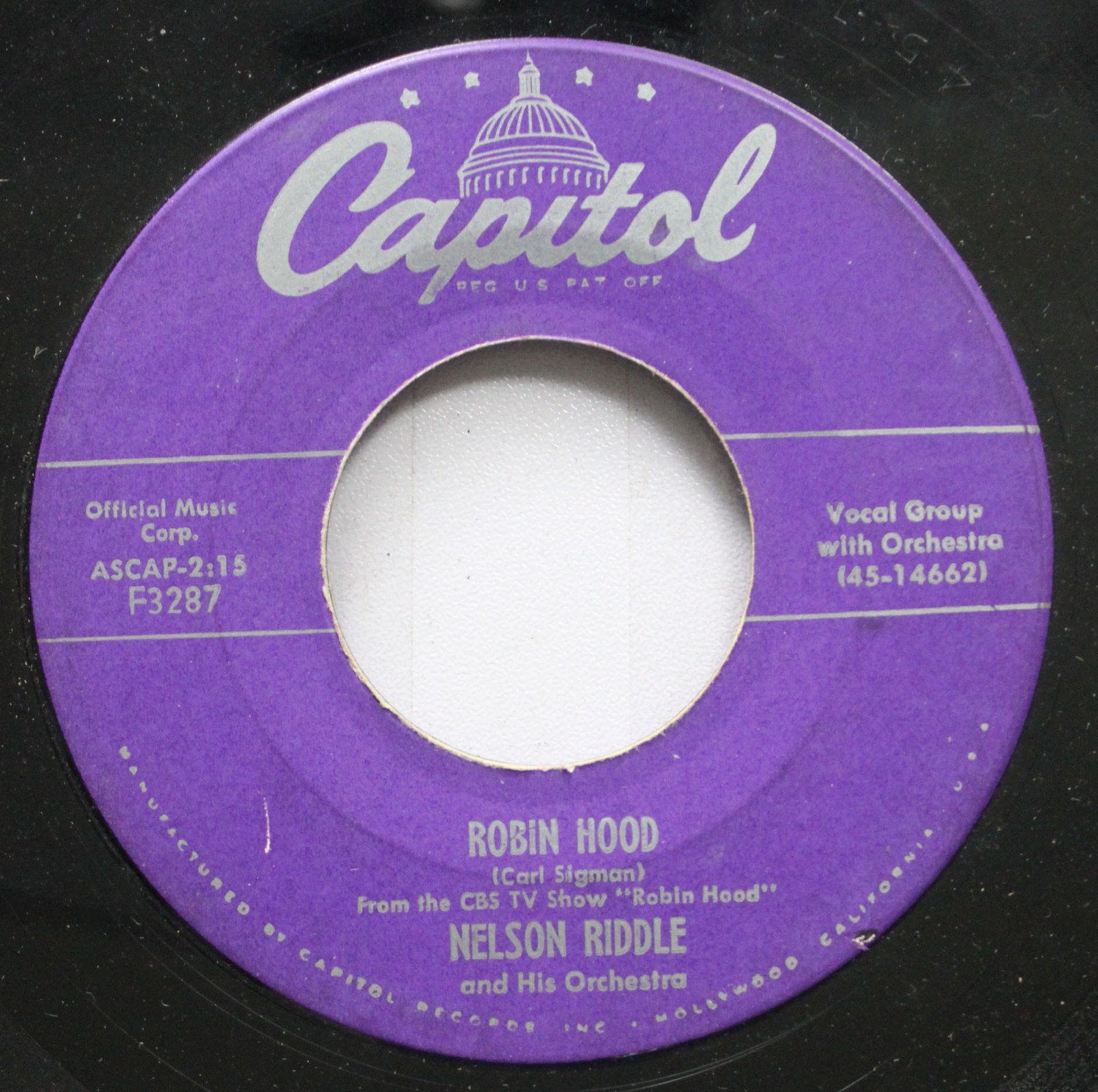 Soundtrack Robin Hood 45 Nelson Riddle - Robin Hood / Lisbon Antigua On ...