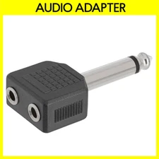 6.35mm Mono Plug to 2x 3.5mm Stereo Jack Adapter Audio Port Splitter Converter