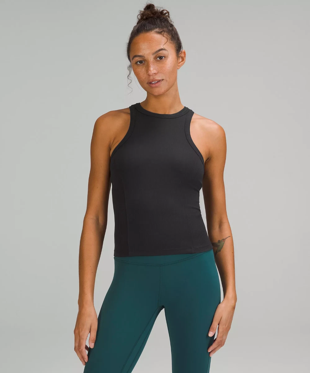 NWOT Lululemon Ribbed Nulu Racerback Yoga Tank Top - Black (Size 2) MSRP  $78.00