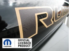 (2x) Jeep Wrangler RUBICON Hood Decals Stickers Topo Map Black Tan Map UV1A1