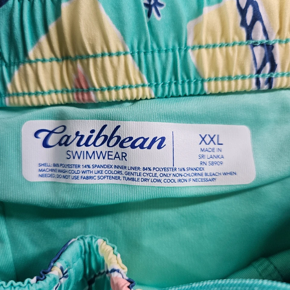 NWT Caribbean Roundtree & Yorke Swim Shorts Trunks Men's XXL Lined Zip Pocket - Image 4 of 4