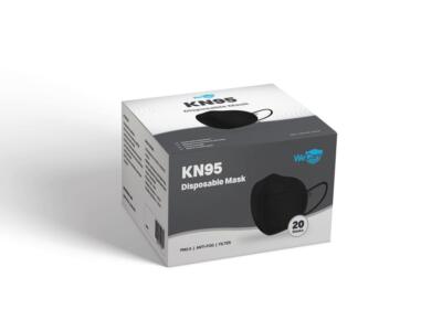 WeCare Protective Disposable KN95 Face Mask (20 Individually Wrapped) - Black