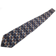 Cambridge Blue Grey Brown Geometric Mens Necktie Tie 100% Silk USA Made 59" Vtg