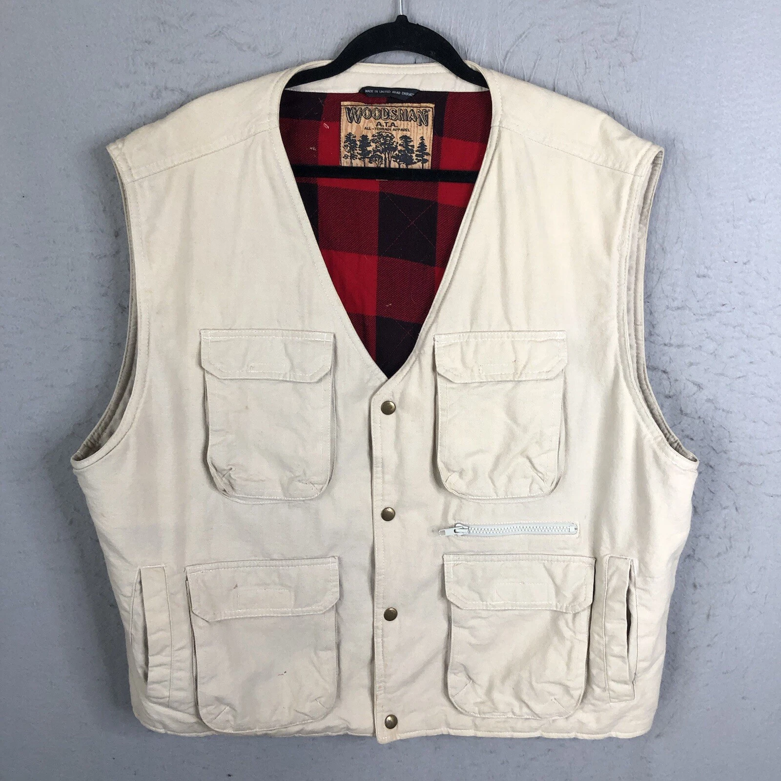 Woodsman Vest Mens Extra Large Tan Utility Huniting Camping Photography Hiking