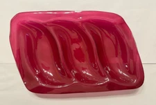 Annieglass Red Recycled Glass Shaped Sectional Tray Dish Handmade Signed
