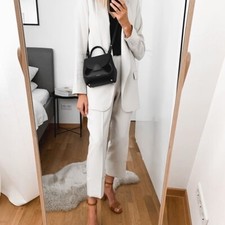 Zara Women Satin Effect Blazer Stone 2746/458 Size L