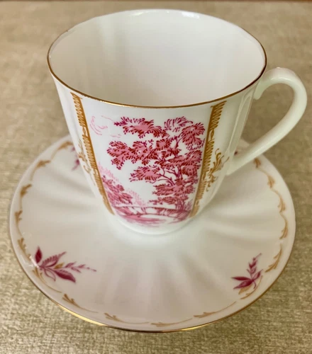 Russian Imperial Lomonosov Porcelain Fine Bone Coffee Tea Cup/Saucer Floral Gold