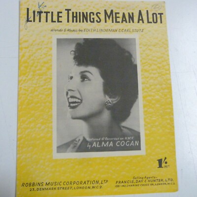 song sheet LITTLE THINGS MEAN A LOT Alma Cogan 1954