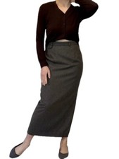 vtg 90s RALPH LAUREN Blue Label Wool Midi Skirt Sz 6 Gray Lined USA