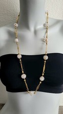 FAB! Vtg Murano Venetian Italian Glass Beads Necklace Gold Diamond Shape Spacers