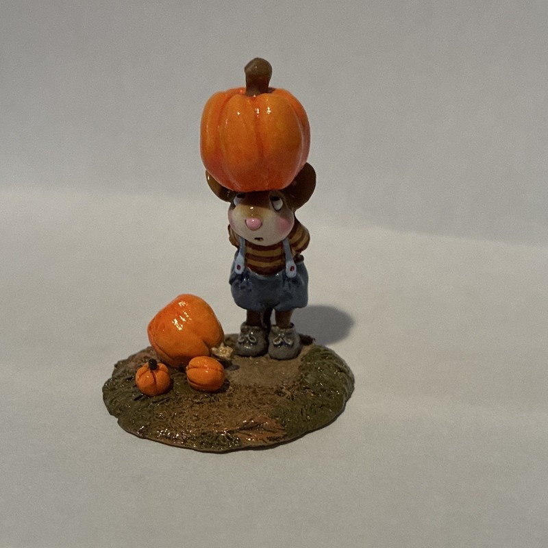 Wee Forest Folk M-340, Tippy Top, Mouse with Pumpkin on Head, Halloween Theme