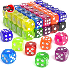 60 Pieces Dice Set, 16mm Standard Bulk 6 Sided Colored Dices for Board Games, Ma