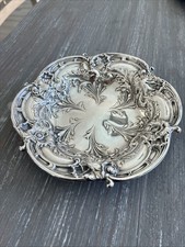 Ornate Reed & Barton sterling silver floral repoussé dish