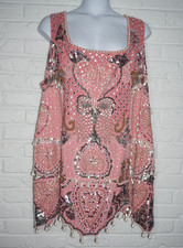 ASOS Luxe Pink Sequin & Pearl Scalloped Hem Mini Dress Size 24 Bejeweled Sparkly