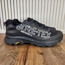 Merrell Moab Speed GTX Gore-Tex Mens Sz 9.5 Black Vibram Waterproof Hiking Shoes