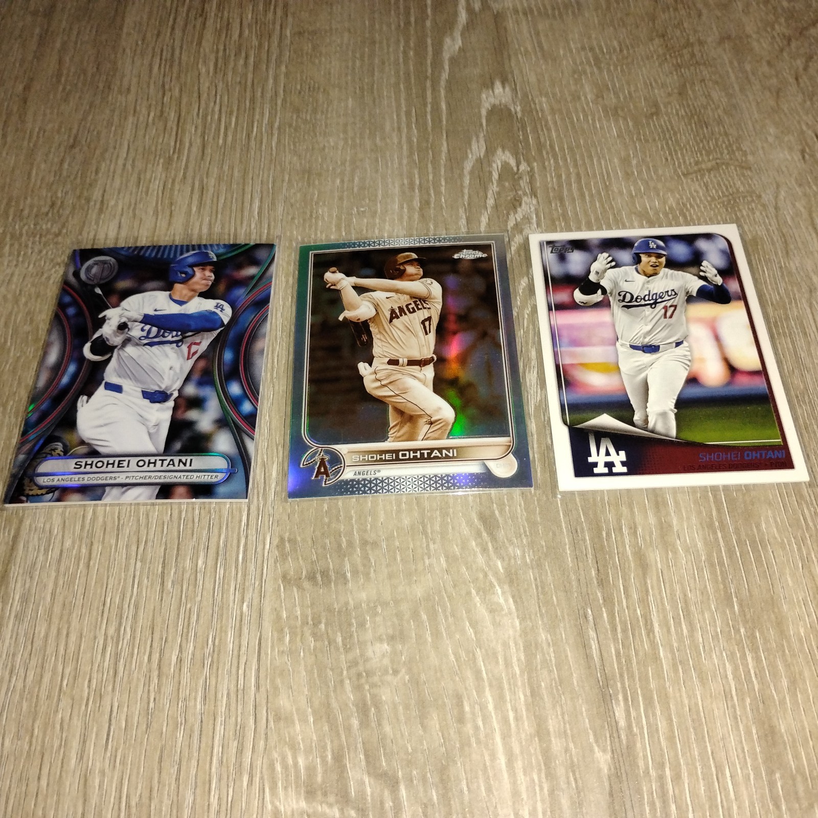 2022 Topps Chrome Shohei Ohtani #1 Sepia Refractor 2025 Topps Tribute Blemish 