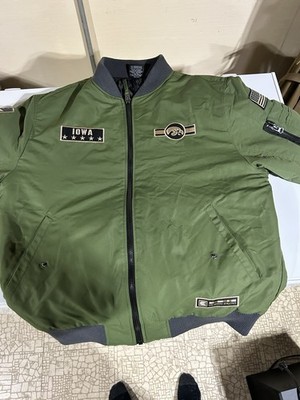 COLOSSEUM Iowa MEN'S OLIVE OHT SLIP STREAM Flight BOMBER JACKET Sz medium 