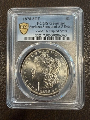 1878 7/8TF Morgan Silver Dollar VAM-16 Tripled Stars PCGS AU Detail ~ NR Auction