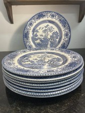 English Ironstone Pottery Gold Willow Blue White Dinner Plate 25cm