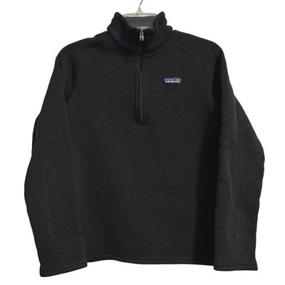 Patagonia Kids Fleece Pullover Black Size L Quarter Zip Long Sleeve