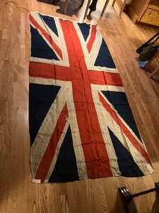 Union Jack Flag, WWII Era, Wool, 9’ x 4’, Royal Navy Surplus